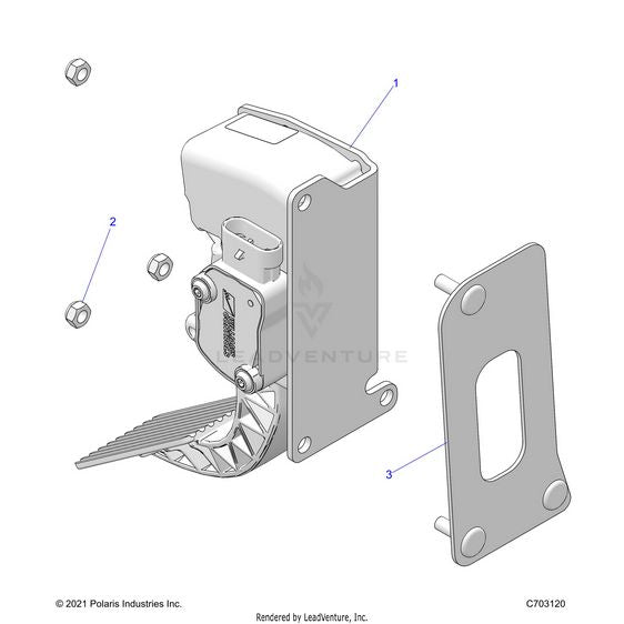 An Image of a Genuine Polaris Parts Schematic Diagram showing the schematic - ENGINE: THROTTLE PEDAL - 2026 POLARIS RZR XP S 1000 SPORT