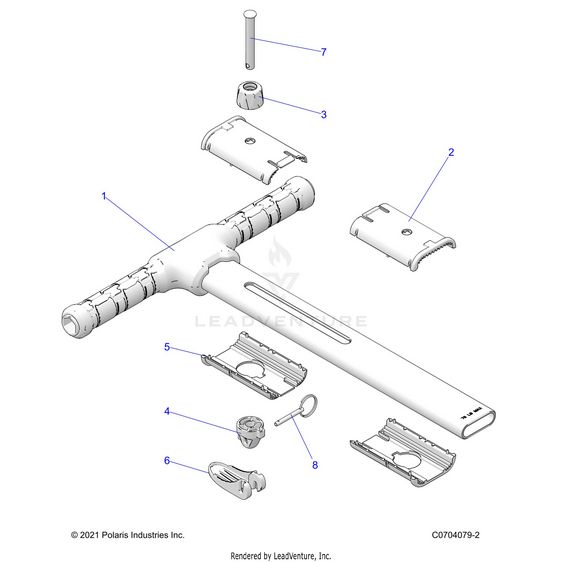 An Image of a Genuine Polaris Parts Schematic Diagram showing the schematic - BODY: GRAB BAR PASSENGER - 2025 POLARIS RZR XP 4 1000 PREMIUM