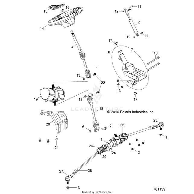 An Image of a Genuine Polaris Parts Schematic Diagram showing the schematic - STEERING: POWER STEERING ASM. - 2019 POLARIS RZR S 4 1000