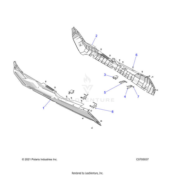 An Image of a Genuine Polaris Parts Schematic Diagram showing the schematic - BODY: ROCKER - 2023 POLARIS RZR TURBO R 4 PREMIUM RIDE COMMAND