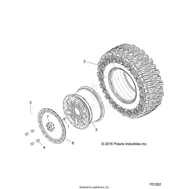 An Image of a Genuine Polaris Parts Schematic Diagram showing the schematic - WHEELS: FRONT - 2020 POLARIS RZR XP 1000