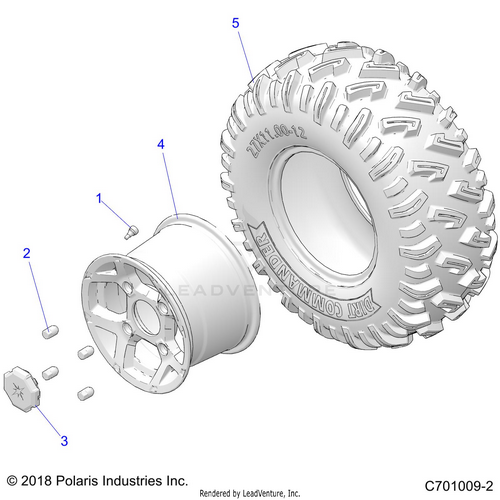 An Image of a Genuine Polaris Parts Schematic Diagram showing the schematic - WHEELS: REAR - 2020 POLARIS RZR S 1000 EPS