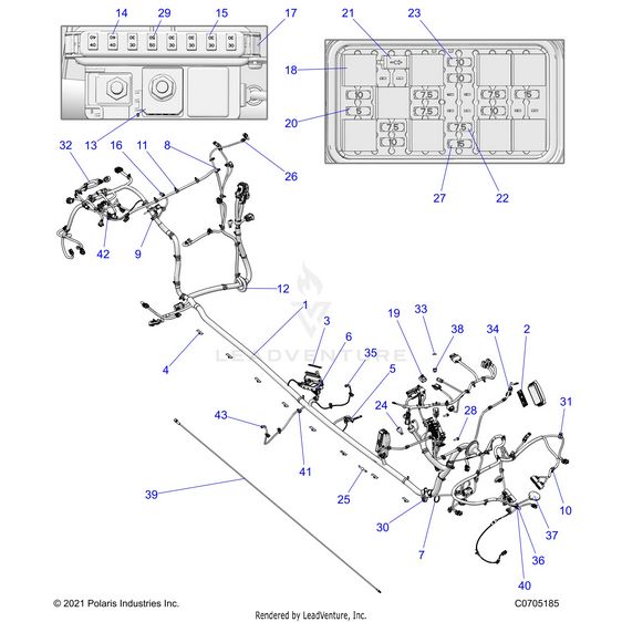 An Image of a Genuine Polaris Parts Schematic Diagram showing the schematic - ELECTRICAL: WIRE HARNESS CHASSIS - 2023 POLARIS RZR TURBO R 4 ULTIMATE