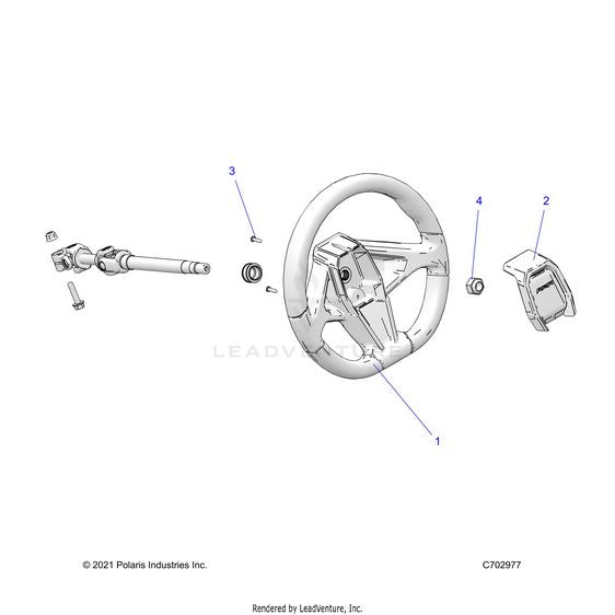An Image of a Genuine Polaris Parts Schematic Diagram showing the schematic - STEERING: WHEEL STANDARD - 2023 POLARIS RZR TURBO R SPORT