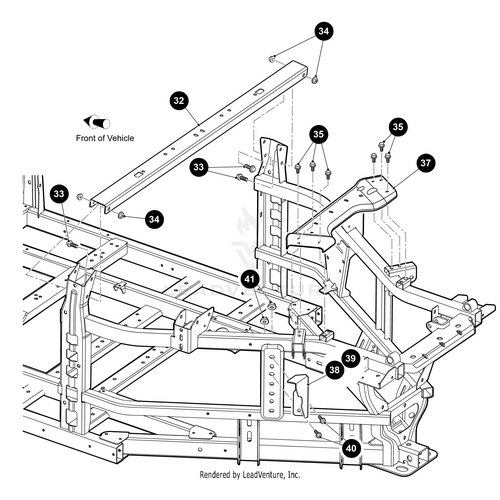 Technical diagram of a vehicle chassis, highlighting labeled metal frame parts, bolts, and the Bracket Bed Latch Left Black-(Weld) by Arctic Cat. Numbered Arctic Cat OEM parts are shown with an arrow indicating the Wildcats front.