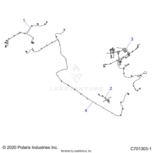 An Image of a Genuine Polaris Parts Schematic Diagram showing the schematic - ELECTRICAL: WIRE HARNESS PERIPHERAL - 2021 POLARIS RZR PRO XP 4 PREMIUM