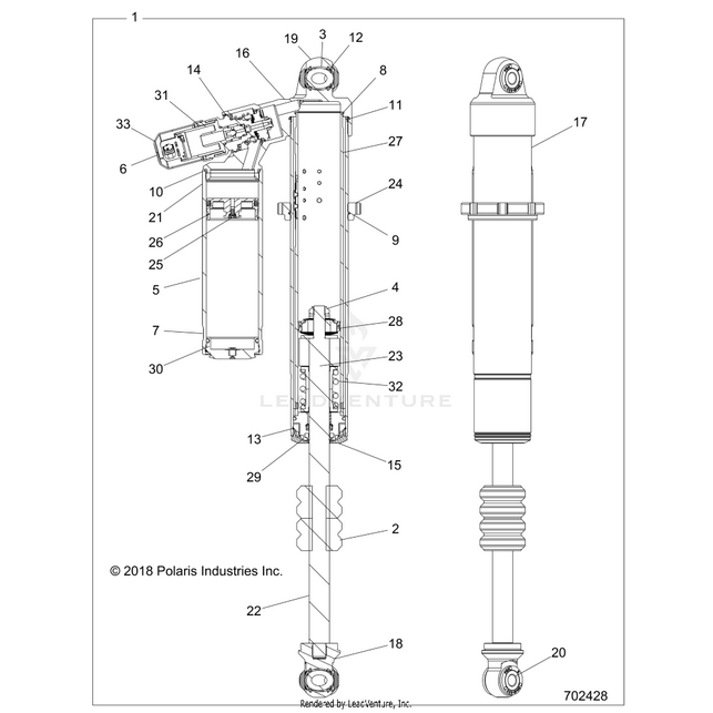 An Image of a Genuine Polaris Parts Schematic Diagram showing the schematic - SUSPENSION: FRONT SHOCK INTERNALS - 2019 POLARIS RZR XP TURBO S