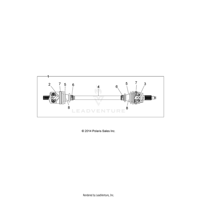 An Image of a Genuine Polaris Parts Schematic Diagram showing the schematic - DRIVE TRAIN: FRONT HALF SHAFT - 2015 POLARIS RZR 900/900 EPS