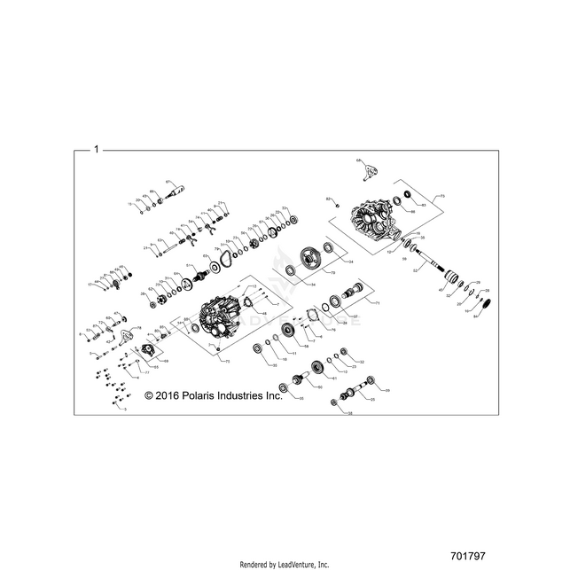 An Image of a Genuine Polaris Parts Schematic Diagram showing the schematic - DRIVE TRAIN: MAIN GEARCASE INTERNALS - 2017 POLARIS RZR XP 4 1000