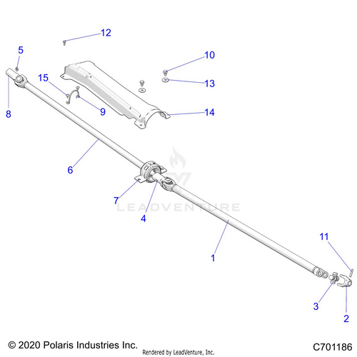 An Image of a Genuine Polaris Parts Schematic Diagram showing the schematic - DRIVE TRAIN: PROP SHAFT - 2021 POLARIS RZR XP 4 1000 HIGH LIFTER