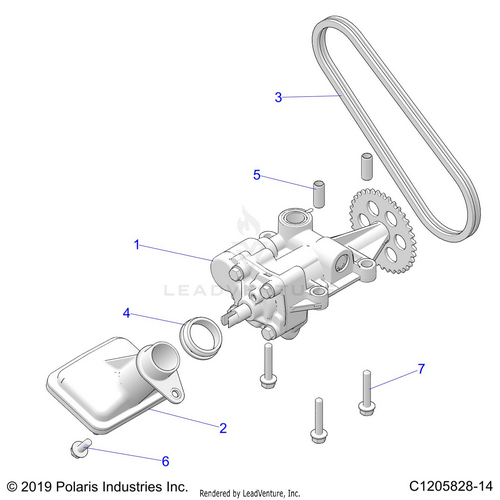 An Image of a Genuine Polaris Parts Schematic Diagram showing the schematic - ENGINE: OIL PUMP - 2020 POLARIS RZR TURBO S 4 VELOCITY