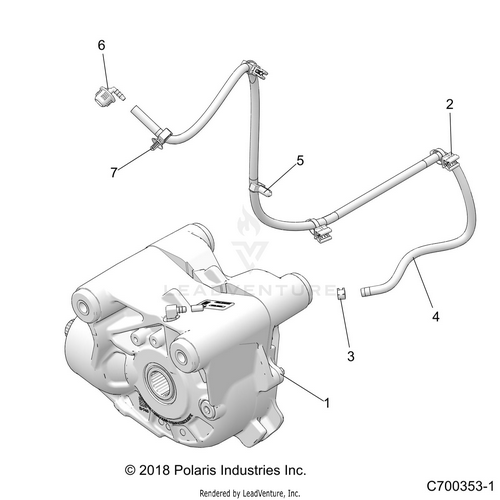 An Image of a Genuine Polaris Parts Schematic Diagram showing the schematic - DRIVE TRAIN: FRONT GEARCASE MOUNTING - 2020 POLARIS RZR TURBO S
