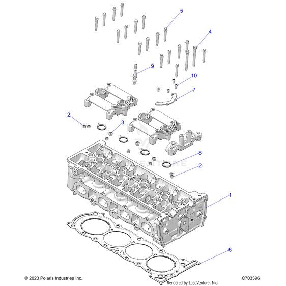 An Image of a Genuine Polaris Parts Schematic Diagram showing the schematic - ENGINE: CYLINDER HEAD - 2024 POLARIS RZR PRO R 4 ULTIMATE
