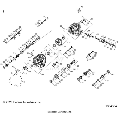 An Image of a Genuine Polaris Parts Schematic Diagram showing the schematic - DRIVE TRAIN: MAIN GEARCASE INTERNALS  - 2020 POLARIS RZR TURBO S VELOCITY