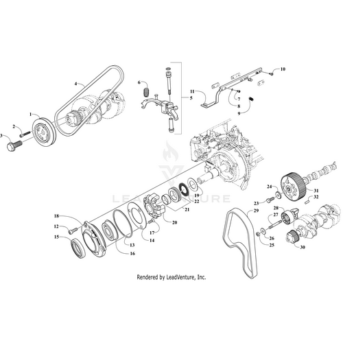Exploded technical diagram showing engine or transmission components, including gears, shafts, and the Arctic Cat Camshaft Support by Arctic Cat. All parts, like OEM Arctic Cat 3206-209, are numbered for easy identification.