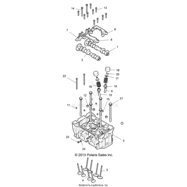 An Image of a Genuine Polaris Parts Schematic Diagram showing the schematic - ENGINE: CYLINDER HEAD AND VALVES - 2019 POLARIS RZR XP 4 1000