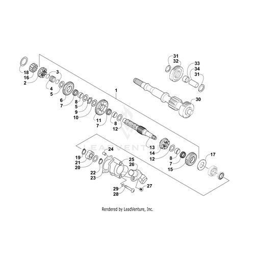 Exploded diagram of the Countershaft Assembly (Nfg) (Inc. 2-15) by Arctic Cat, showing numbered gears, shafts, and bearings—essential for UTV/ATV OEM parts reference and identification.