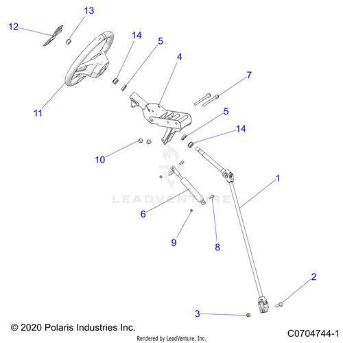 An Image of a Genuine Polaris Parts Schematic Diagram showing the schematic - STEERING: STEERING ASM. - 2022 POLARIS RZR 900 TRAIL