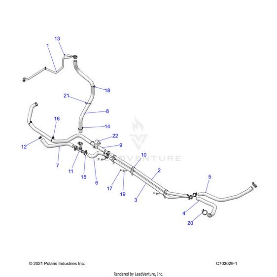 An Image of a Genuine Polaris Parts Schematic Diagram showing the schematic - ENGINE: COOLING ROUTING - 2022 POLARIS RZR PRO XP SPORT EVAP