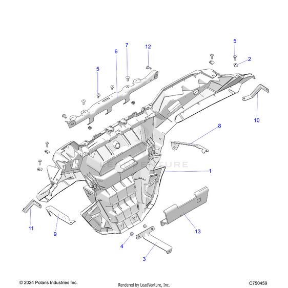 An Image of a Genuine Polaris Parts Schematic Diagram showing the schematic - BODY: REAR BUMPER - 2025 POLARIS RZR XP 1000 PREMIUM