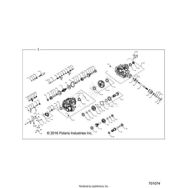 An Image of a Genuine Polaris Parts Schematic Diagram showing the schematic - DRIVE TRAIN: MAIN GEARCASE INTERNALS - 2018 POLARIS RZR 900/900 EPS
