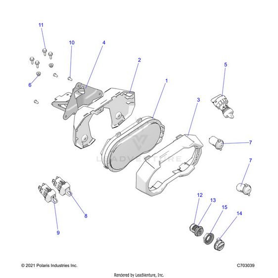 An Image of a Genuine Polaris Parts Schematic Diagram showing the schematic - ELECTRICAL: DASH INSTRUMENTS AND CONTROLS - 2023 POLARIS RZR TURBO R 4 SPORT
