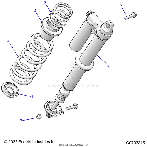 An Image of a Genuine Polaris Parts Schematic Diagram showing the schematic - SUSPENSION: REAR SHOCK MOUNTING - 2022 POLARIS RZR XP 4 1000 HIGH LIFTER