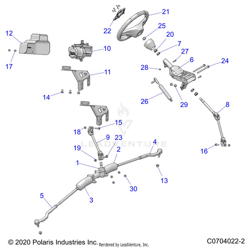 An Image of a Genuine Polaris Parts Schematic Diagram showing the schematic - STEERING: STEERING ASM. - 2021 POLARIS RZR TURBO S 4