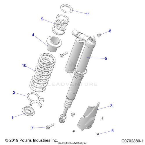 An Image of a Genuine Polaris Parts Schematic Diagram showing the schematic - SUSPENSION: REAR SHOCK MOUNTING ULTIMATE - 2020 POLARIS RZR PRO XP