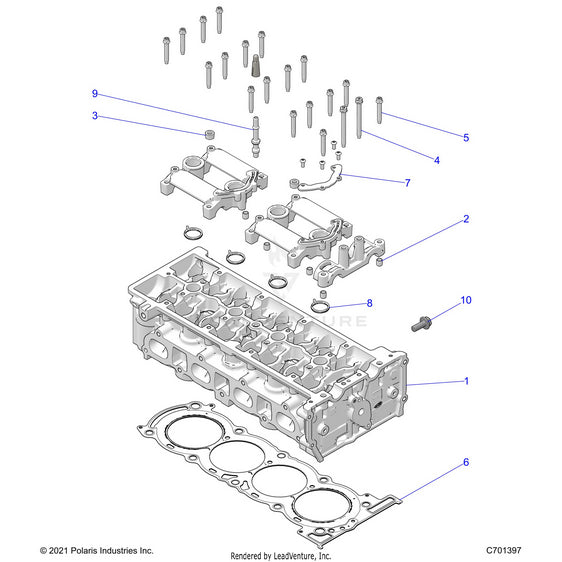 An Image of a Genuine Polaris Parts Schematic Diagram showing the schematic - ENGINE: CYLINDER HEAD - 2023 POLARIS RZR PRO R ULTIMATE