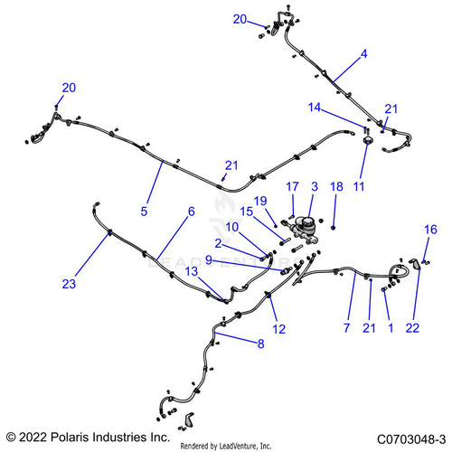 An Image of a Genuine Polaris Parts Schematic Diagram showing the schematic - BRAKES: BRAKE LINES - 2024 POLARIS RZR PRO R 4 ULTIMATE