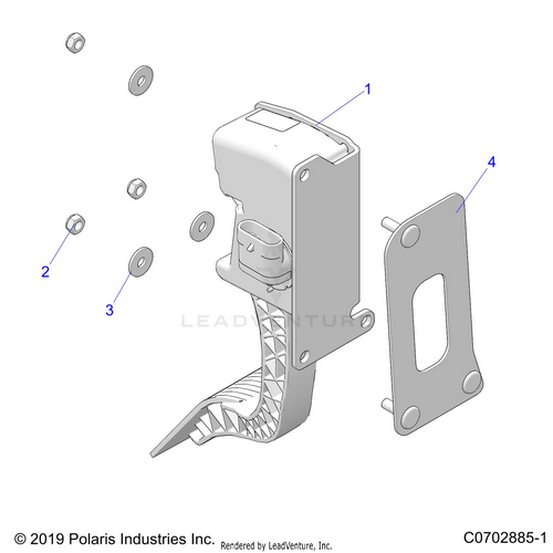 An Image of a Genuine Polaris Parts Schematic Diagram showing the schematic - ENGINE: THROTTLE PEDAL - 2023 POLARIS RZR PRO XP ULTIMATE