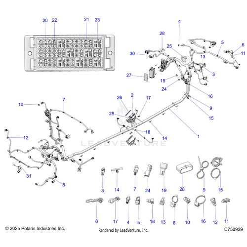 An Image of a Genuine Polaris Parts Schematic Diagram showing the schematic - ELECTRICAL: WIRE HARNESS CHASSIS - 2026 POLARIS RZR PRO S 4 ULTIMATE EVAP LE