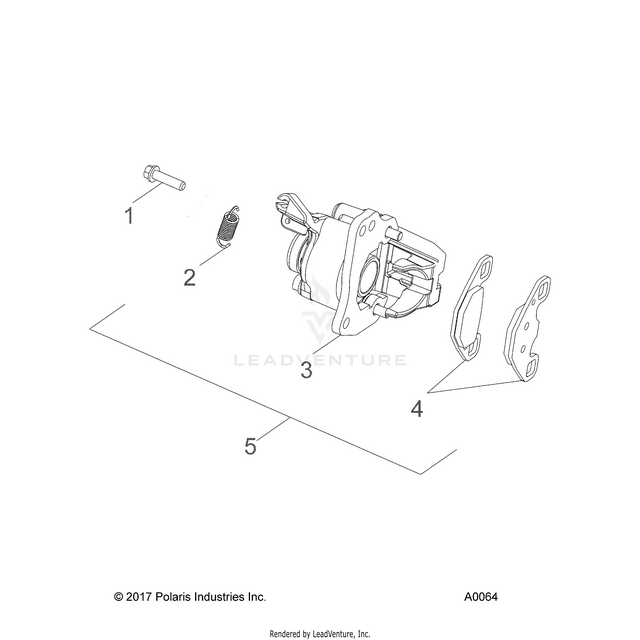 An Image of a Genuine Polaris Parts Schematic Diagram showing the schematic - BRAKES: CALIPER REAR - 2018 POLARIS RZR 170