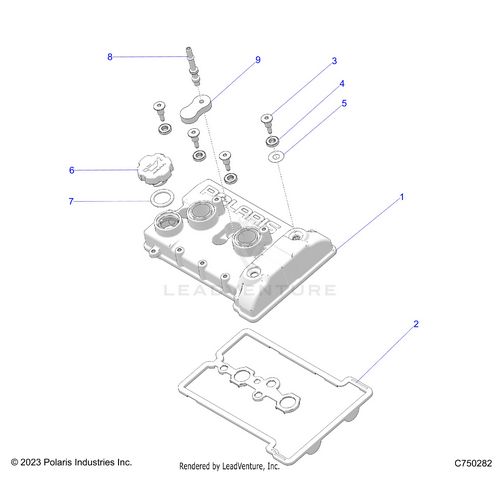 An Image of a Genuine Polaris Parts Schematic Diagram showing the schematic - ENGINE: VALVE COVER - 2026 POLARIS RZR PRO XP SPORT