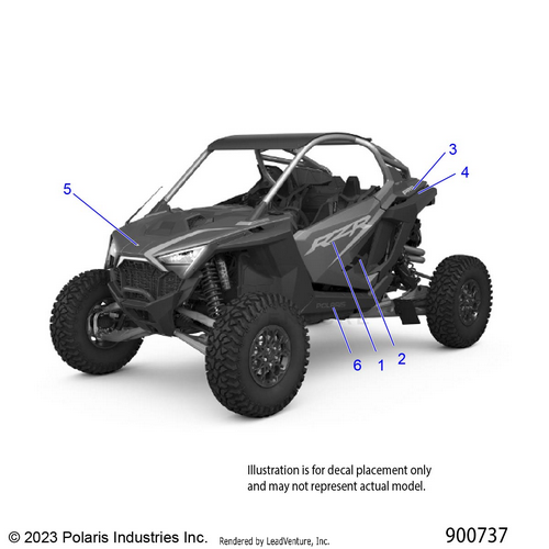 An Image of a Genuine Polaris Parts Schematic Diagram showing the schematic - BODY: DECALS GRAPHICS - 2024 POLARIS RZR PRO R ULTIMATE