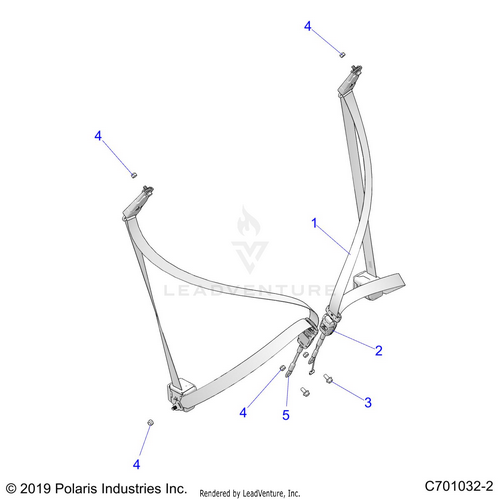 An Image of a Genuine Polaris Parts Schematic Diagram showing the schematic - BODY: SEAT BELT MOUNTING - 2023 POLARIS RZR 900 TRAIL S