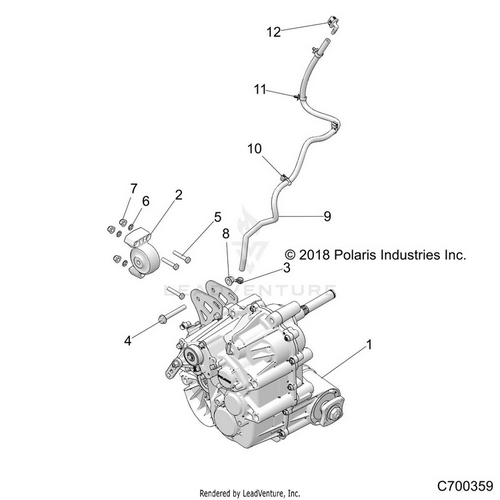 An Image of a Genuine Polaris Parts Schematic Diagram showing the schematic - DRIVE TRAIN: MAIN GEARCASE MOUNTING - 2019 POLARIS RZR XP 4 TURBO S VELOCITY