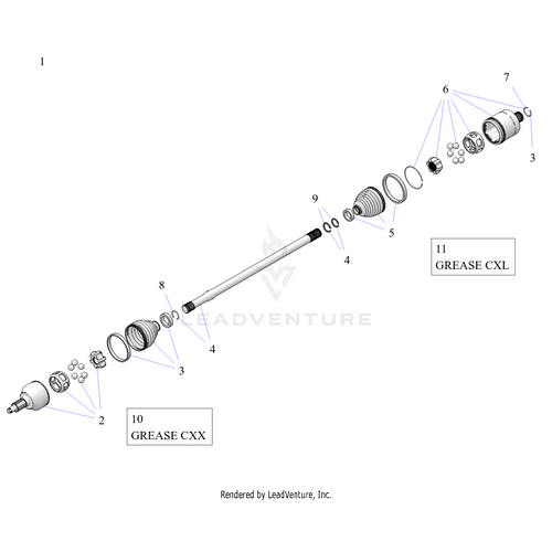 An Image of a Genuine Polaris Parts Schematic Diagram showing the schematic - DRIVE TRAIN: HALF SHAFT REAR - 2022 POLARIS RZR RS1 EPS