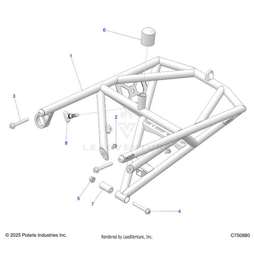 An Image of a Genuine Polaris Parts Schematic Diagram showing the schematic - BODY: REAR BUMPER - 2025 POLARIS RZR PRO R RACE