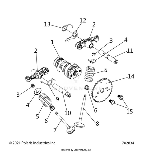 An Image of a Genuine Polaris Parts Schematic Diagram showing the schematic - ENGINE: VALVETRAIN - 2023 POLARIS RZR 200 EVAP