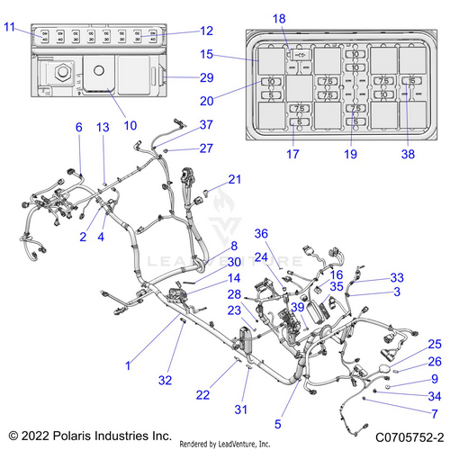 An Image of a Genuine Polaris Parts Schematic Diagram showing the schematic - ELECTRICAL: WIRE HARNESS CHASSIS - 2023 POLARIS RZR PRO XP ULTIMATE