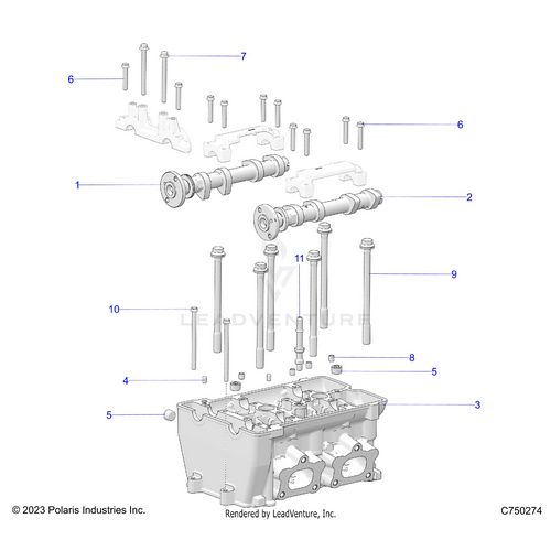 An Image of a Genuine Polaris Parts Schematic Diagram showing the schematic - ENGINE: CYLINDER HEAD - 2026 POLARIS RZR PRO XP ULTIMATE