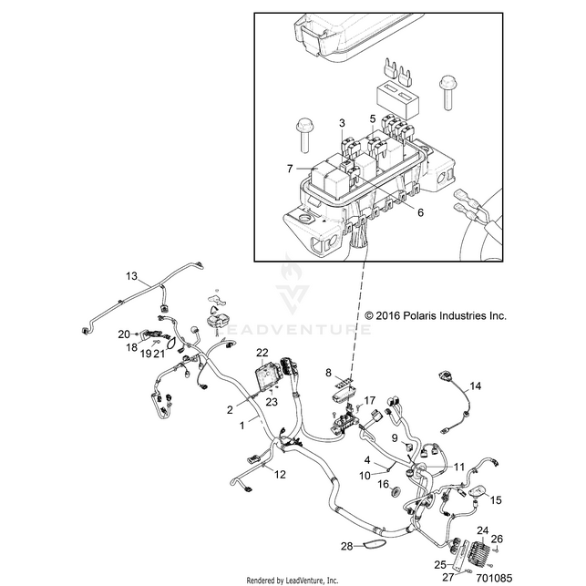 An Image of a Genuine Polaris Parts Schematic Diagram showing the schematic - ELECTRICAL: WIRE HARNESS GPS - 2017 POLARIS RZR 900/900 EPS