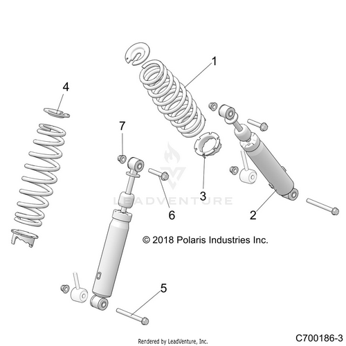 An Image of a Genuine Polaris Parts Schematic Diagram showing the schematic - SUSPENSION: FRONT SHOCK MOUNTING - 2020 POLARIS RZR 570