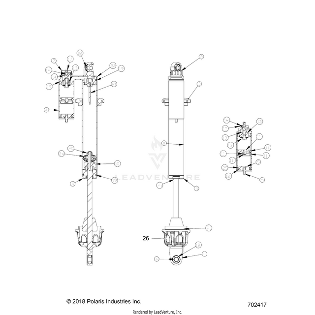 An Image of a Genuine Polaris Parts Schematic Diagram showing the schematic - SUSPENSION: FRONT SHOCK INTERNALS - 2019 POLARIS RZR RS1