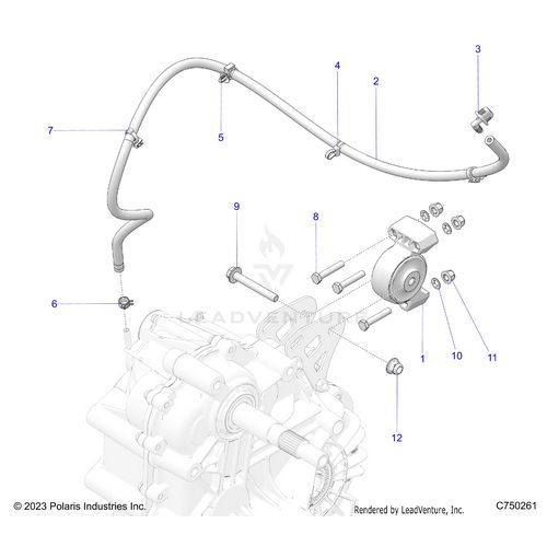An Image of a Genuine Polaris Parts Schematic Diagram showing the schematic - DRIVE TRAIN: MAIN GEARCASE MOUNTING - 2026 POLARIS RZR PRO S 4 SPORT