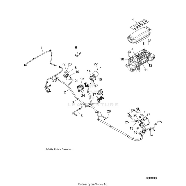 An Image of a Genuine Polaris Parts Schematic Diagram showing the schematic - ELECTRICAL: WIRE HARNESS - 2015 POLARIS RZR XP 4 1000