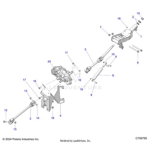 An Image of a Genuine Polaris Parts Schematic Diagram showing the schematic - STEERING: STEERING ASM - 2025 POLARIS RZR PRO XP 4 PREMIUM