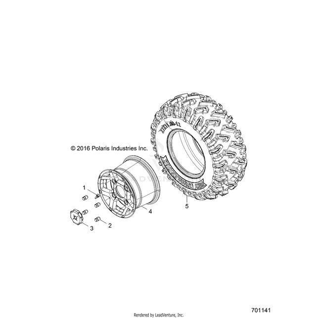 An Image of a Genuine Polaris Parts Schematic Diagram showing the schematic - WHEELS: REAR - 2019 POLARIS RZR S 900